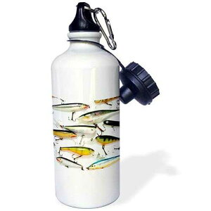 3dRose Fly Fishing Lures Sports Water Bottle, 21 oz, White