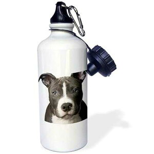 3dRose American Pit Bull Terrier Puppy Sports Water Bottle, 21 oz, White