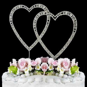 _u n[g NX^ EGfBO P[L gbp[ Be[W X^C Unik Occasions Double Heart Crystal Wedding Cake Topper Vintage Style