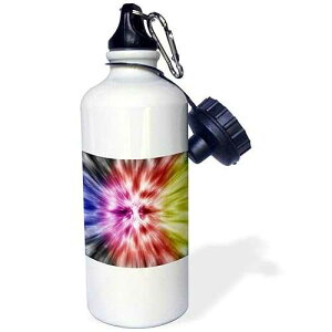 3dRose "Spectral Tie Dye tie dye featuring a burst of colors across the spectrum of light" Sports Water Bottle, 21 oz, White