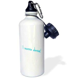 3dRose I Wanna Dance Light Blue Sports Water Bottle, 21 oz, White