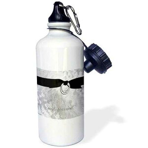 3dRose "Just Married, Tie the Knot, Silver" Sports Water Bottle, 21 oz, White
