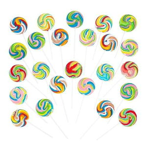 ȃC{[ X[ |bv TbJ[ (24 pbN - ʕꂽ|bv) aAp[eB[ACxgpLfB[ Fun Express Small Rainbow Swirl Pop Suckers (24 pack - individually wrapped l
