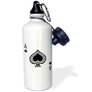 3dRose Ace of Spades Playing Card-Black Spade Suit-Gifts for Cards Game Players of Poker Bridge Games Sports Water Bottle, 21 oz, White