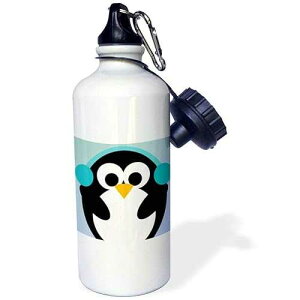 3dRose "Christmas Penguin-Cute Whimsical Art" Sports Water Bottle, 21 oz, White