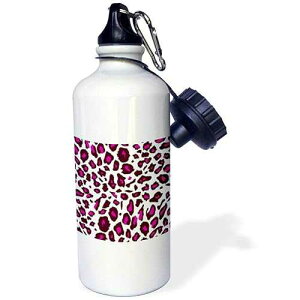 3dRose Hot Pink Snow Leopard print white girly cheetah spots stylish animal fur pattern trendy glam Sports Water Bottle, 21 oz, White