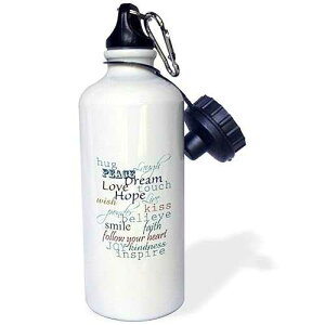 3dRose "Inspiring words to live by" Sports Water Bottle, 21 oz, White