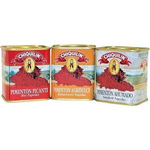 Chiquilin �̃X�p�j�b�V�� �p�v���J �Z�b�g �ق�ꂢ�A�X���[�N���ꂽ�A�����ăz�b�g�ȃp�v���J Spanish Paprika Set by Chiquilin Bittersweet, Smoked, and Hot Paprika