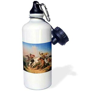 3dRose "Vaqueros Roping a Steer by Charles Christian Nahl American West" Sports Water Bottle, 21 oz, White