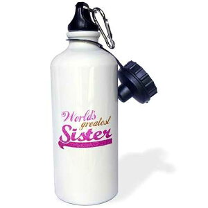 3dRose Worlds Greatest Sister Hot Pink and Gold Text Suitable for Little Younger Or Big Elder Sisters Sports Water Bottle, 21 oz, White