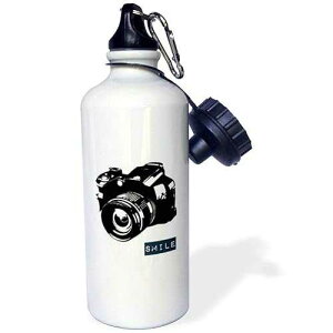 3dRose Smile Camera photographer art Sports Water Bottle, 21 oz, White