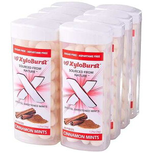 XyloBurst - Xylitol Mints Sugar Free Breath Mints for Oral Health Gluten Free, Vegan, Keto Friendly Aspartame Free Mints Cinnamon 60 Count Jar, 8-Pack