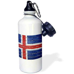 3dRose National flag of Iceland painted onto a brick wall Icelandic Sports Water Bottle, 21 oz, White