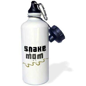 3dRose Snake Mom-for snake reptile lovers enthusiasts and pet owners-with curvy track marks-Serpents Sports Water Bottle, 21 oz, White