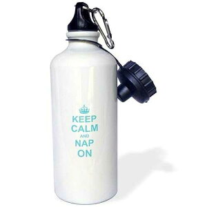 3dRose Keep Calm and Nap on-funny napping humor for sleepy lazy people or nappers-humorous carry on Sports Water Bottle, 21 oz, White