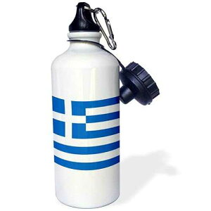 3dRose "Flag of Greece-Greek sky blue white stripes with cross Mediterranean Europe world country souvenir" Sports Water Bottle, 21 oz, White