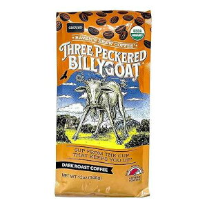 Raven's Brew Coffee Three Peckered Billy Goat, 12 Ounce - Dark Roast - Full Body with a Long Sweet Finish (Organic Ground, 12 oz)
