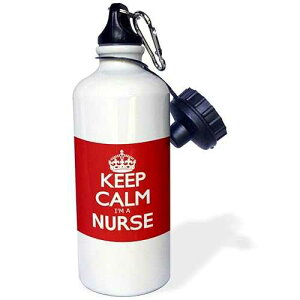 3dRose Keep Calm Im a Nurse, Red Sports Water Bottle, 21 oz, White
