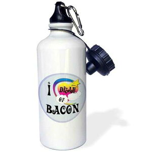 3dRose Cute Girly Heart Star Clouds I Dream Of Bacon-Sports Water Bottle, 21oz , 21 oz, Multicolor