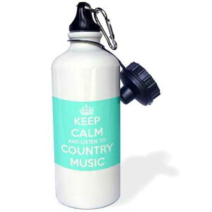 3dRose Keep Calm and Listen to Country Music Turquoise and White Sports Water Bottle, 21 oz, Multicolored