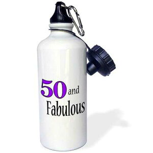 3dRose 50 and Fabulous Purple Sports Water Bottle, 21Oz, Multicolored