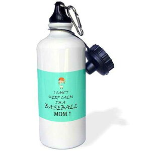3dRose I Cant Keep Calm Im a Baseball mom turquois Saying Sports Water Bottle, 21oz, Multicolored