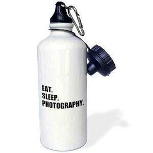 3dRose Eat Sleep Photography-Gift for Photographer Shooting Fans Black Text Sports Water Bottle, 21oz, Multicolored