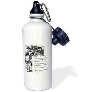 3dRose Which Way Ought I Go from Here Cheshire Cat-Alice in Wonderland Quote Sports Water Bottle, 21Oz, Multicolored