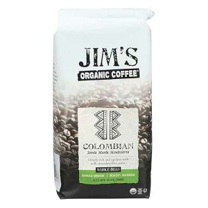 Jim's Organic Coffee Coffee Whole Bean Colombian 12 Ounces (Case of 6)