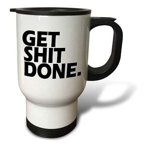 3dRose Get Shit Done White Travel Mug, 14-Ounce, Stainless Steel