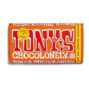 Tony's Chocolonely Tony s Chocolonely 32% Milk Chocolate Caramel Sea Salt Bars, No Artificial Flavoring, Fairtrade & B Corp Certified, 6.35 Ounce (15 Bars)