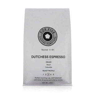 For Five Coffee Roasters - Roasted In NYC - Dutchess Espresso Medium Roast (Origin: Brazil & Columbia), Ground 12 oz