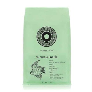 For Five Coffee Roasters - Roasted In NYC - Colombian Nari o Light Roast (Origin: Dept. of Narino, Columbia), Whole Bean 12 oz