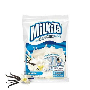 Milkita Creamy Shake Candy Bag, Gluten Free Chewy Candies with Calcium & Real Milk, Zero Trans Fat, Low-Sugar, Vanilla Flavor, 25 Pcs