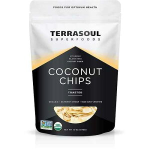 Terrasoul Superfoods I[KjbN g[Xg RRibc `bvXA12 IX -   Ƀg[Xgꂽt[N Terrasoul Superfoods Organic Toasted Coconut Chips, 12 Oz - Unsweetened Unsalted Perfectly Toasted F