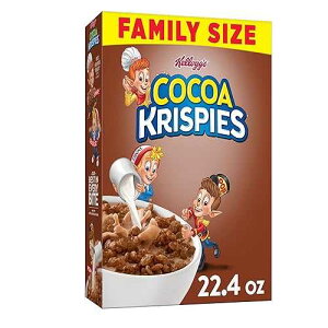 Cocoa Krispies Cold Breakfast Cereal, 8 Vitamins and Minerals, Rice Krispies Treats, Family Size, Original, 22.4oz Box (1 Box)