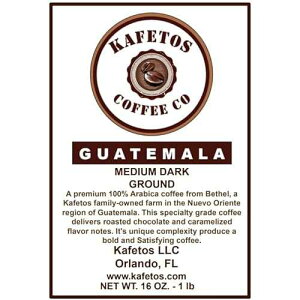 KAFETOS COFFEE CO Medium Dark Ground Guatemala Coffee Specialty Grade Farmer Direct Trade Single Origin Shaded Grown Kafetos Family Owned Farm Kafetos 16 oz
