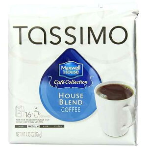 Tassimo MAXWELL HOUSE Cafe Collection�A�n�E�X�u�����h�R�[�q�[�A�~�f�B�A�����[�X�g�A16������T�f�B�X�N�A4.45�I���X�i2�p�b�N�j Tassimo MAXWELL HOUSE Cafe Collection, House Blend Coffee, Medium Roast, 16-Count T-Discs,