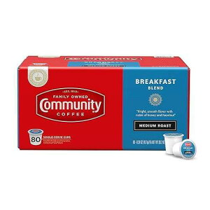 Community Coffee Breakfast Blend 80 Count Coffee Pods, Medium Roast, Compatible with Keurig 2.0 K-Cup Brewers, Box of 80 Pods