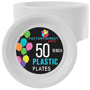 Exquisite White Plastic Plates Disposable 10" White Plastic Dinner Plates 50 Pcs White Disposable Plates Plastic Plates For Party Plates Disposable Heavy Duty 350 GSM White Plates For Party