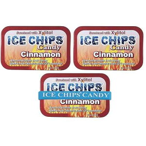 ICE CHIPS Xylitol Candy Tins 5.28 oz total (Cinnamon, 3 Pack) - Includes BAND as shown