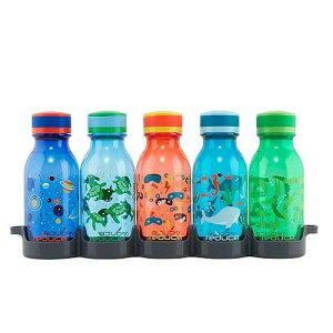 REDUCE WaterWeek Refillable Water Bottles, 14 oz - Includes 5 WaterWeek Leak Proof Tritan Reusable Water Bottles - Includes Fridge Tray - Navigate