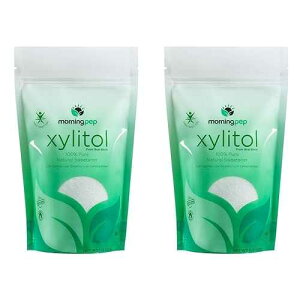 PACK of 2 Morning Pep Pure Birch Xylitol (Keto Diet Friendly) Sweetener with no aftertaste 1 LBs (Not From Corn) NON GMO KOSHER GLUTEN FREE PRODUCT OF USA. Total of 2 Lbs (32 OZ)