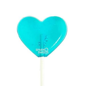 Sparko Sweets Baby Blue Heart Lollipops, Blue Raspberry Flavor, 2" Diameter Lollipop, Handcrafted Fresh in USA, 24 Pieces