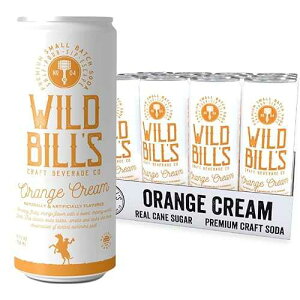 Wild Bill's Orange Cream Soda Classic Craft Soda Pop Soft Drinks, Creamsicle Sodas Made with Pure Cane Sugar, Caffeine Free, NO High Fructose Corn Syrup, Gluten Free, Vegan, Low Sodium, 12 Oz 12 Pack
