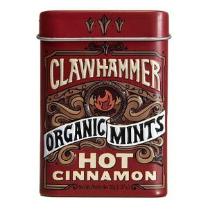 Clawhammer Organic Mints Hot Cinnamon Organic Cane Sugar, Natural Flavors, No Artificial Colors or Sweeteners Kosher Certified, Vegan, Gluten Free Aspartame & Xylitol Free 30 Count Tin (Pack of 12)