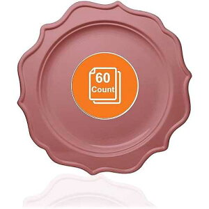 Tiger Chef 60A8C` sNJ[ EhXJbv ĝăvX`bNv[gZbg vX`bNT_v[g60t - BPAt[ Tiger Chef 60-Count, 8-inch Pink Color Round Scalloped 