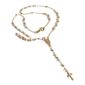 SIFRIMANIA Rosary Beads Catholic Simulated Pearl Cross Necklace 18k Gold Plated Rosario Virgen de La Milagrosa