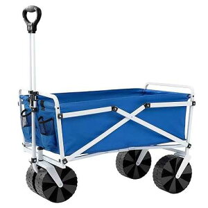 YSC Folding Beach Wagon - Collapsible Cart with Wheels - Utility Shopping Basket - Everyday Carrying Wagon - Large Outdoor Cart - Heavy-Duty Beach Utility Caddy (Royal Blue)