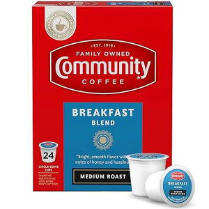 Community Coffee Breakfast Blend 24 Count Coffee Pods, Medium Roast, Compatible with Keurig 2.0 K-Cup Brewers, 24 Count (Pack of 1)